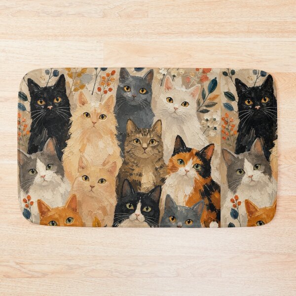 Item preview, Whimsical Oil Painting Cats Wall Art | Colorful Cat Illustration | Cozy Modern Animal Decor designed and sold by Aramdesing.