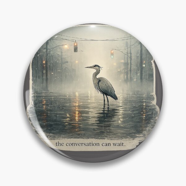 Item preview, Heron Standing in Rain — Conversations Can Wait Sticker designed and sold by Softbear Atelier.