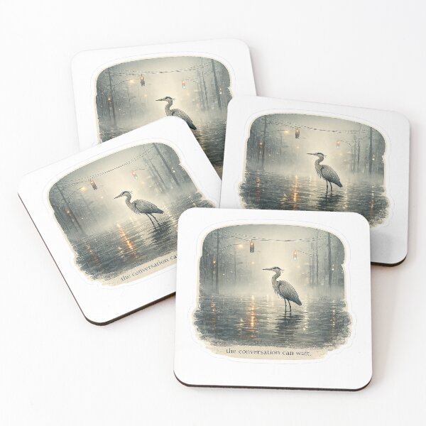 Item preview, Heron Standing in Rain — Conversations Can Wait Sticker designed and sold by Softbear Atelier.