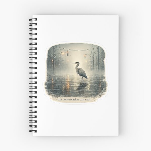 Item preview, Heron Standing in Rain — Conversations Can Wait Sticker designed and sold by Softbear Atelier.