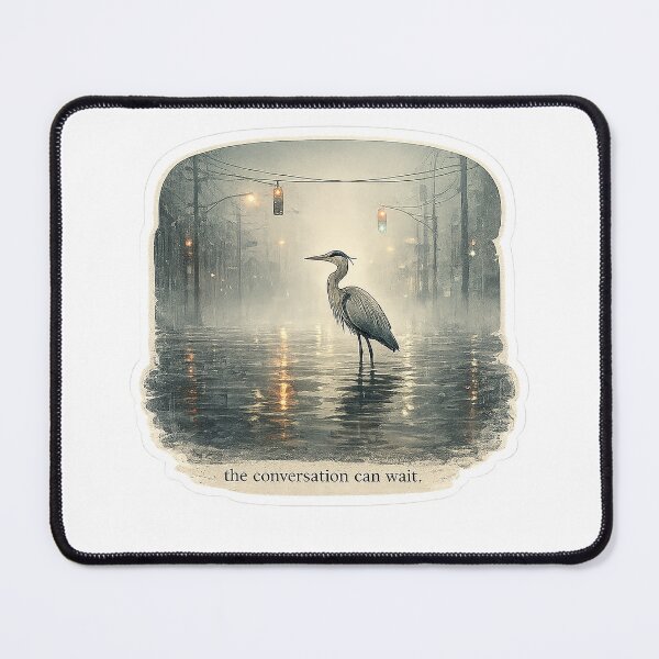 Item preview, Heron Standing in Rain — Conversations Can Wait Sticker designed and sold by Softbear Atelier.