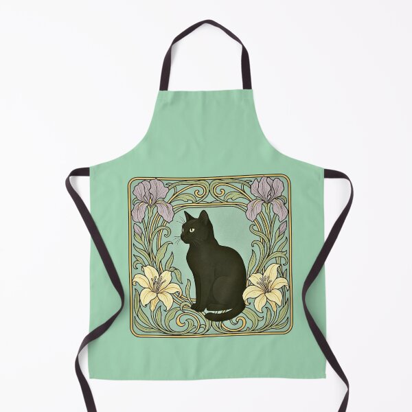 Item preview, Art Nouveau Black Cat - Vintage Floral designed and sold by Myra365Art.