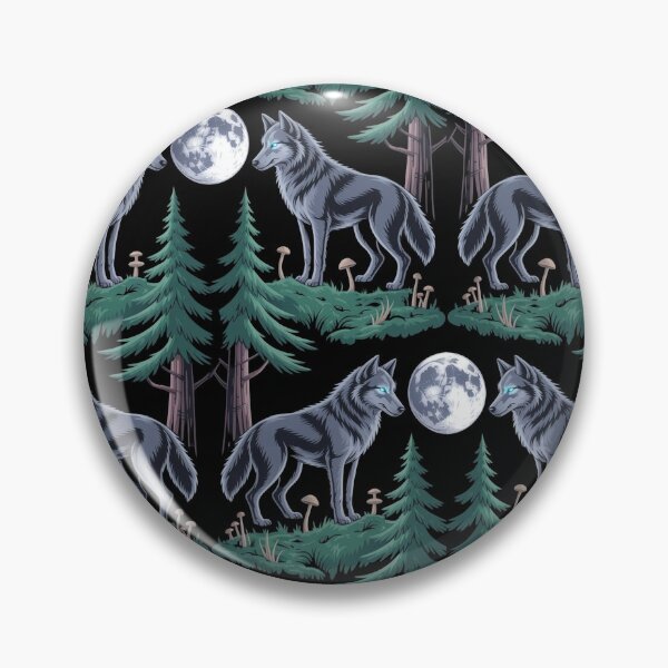 Item preview, Mystic Wolf Moon Forest Witchcore Pattern designed and sold by WikaKowalczyk.