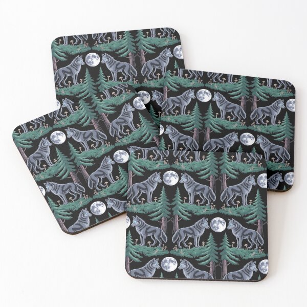 Item preview, Mystic Wolf Moon Forest Witchcore Pattern designed and sold by WikaKowalczyk.