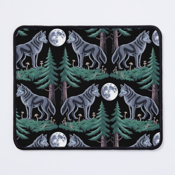 Item preview, Mystic Wolf Moon Forest Witchcore Pattern designed and sold by WikaKowalczyk.