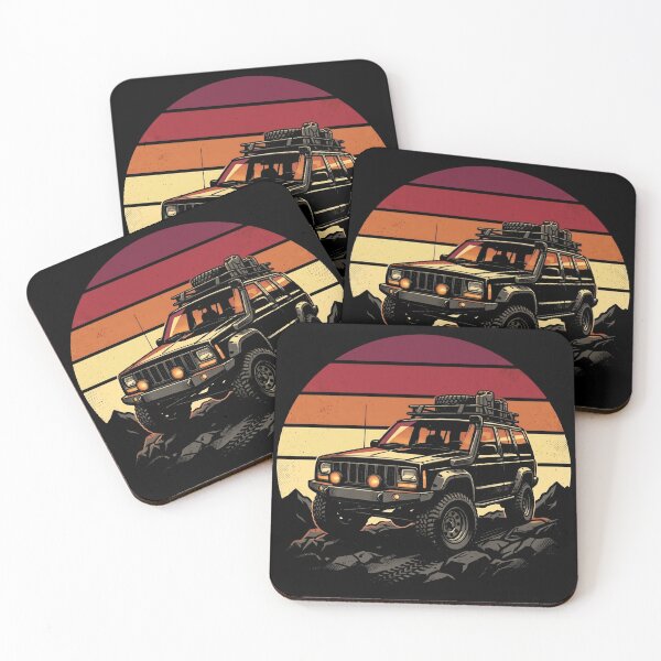Item preview, Retro Sunset Cherokee XJ Overlanding - Off-Road Adventure designed and sold by Off-Road-Zone.