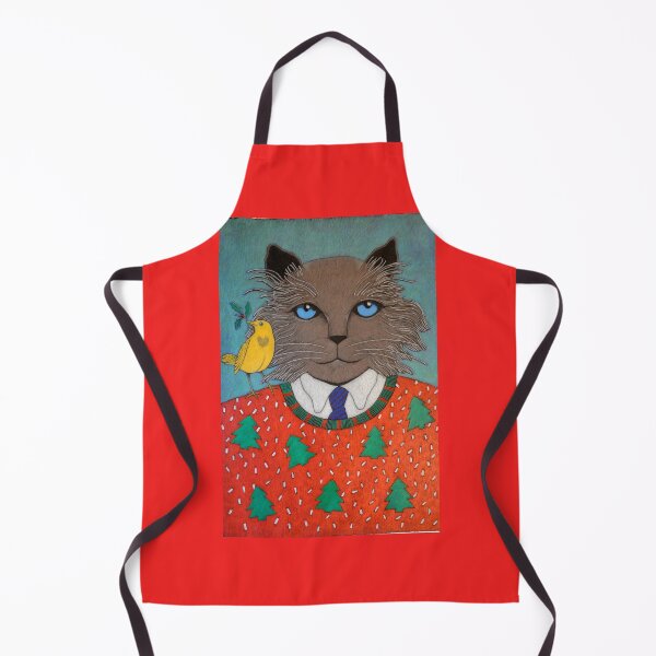 Item preview, Cat in Christmas Sweater with yellow bird designed and sold by Nance-Sasser.