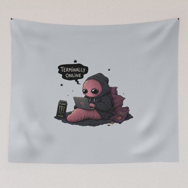 Item preview, Terminally Online Sleepy Worm – Cute Creepy Art designed and sold by YuliaHulia.