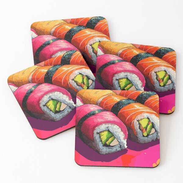 Item preview, Vibrant Sushi Pop Art, Neon Pink Orange Comic Bold Food Art Print designed and sold by daila70.