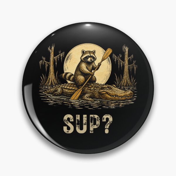 Item preview, Swamp Adventure Graphic, Raccoon and Gator Illustration, Night Forest designed and sold by CMM-Designs.