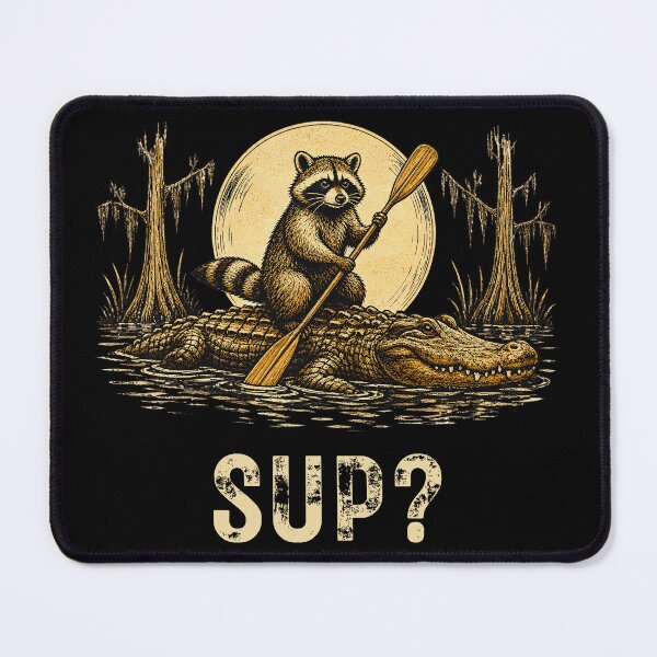 Item preview, Swamp Adventure Graphic, Raccoon and Gator Illustration, Night Forest designed and sold by CMM-Designs.