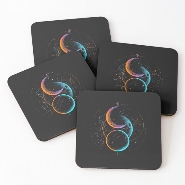 Item preview, Neon Moon Phases  Minimalist Celestial Synthwave Art designed and sold by RetroWaveArtCo.