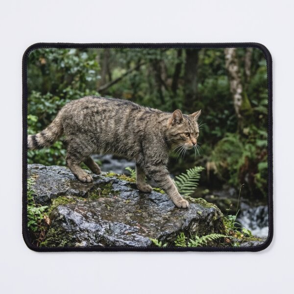 Item preview, Wild cat walking on wet rock designed and sold by Malisa345.