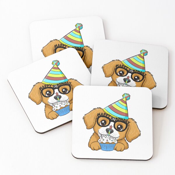 Item preview, Cute Birthday Puppy with Cupcake | Kawaii Celebration Dog Cartoon designed and sold by Pandey14.