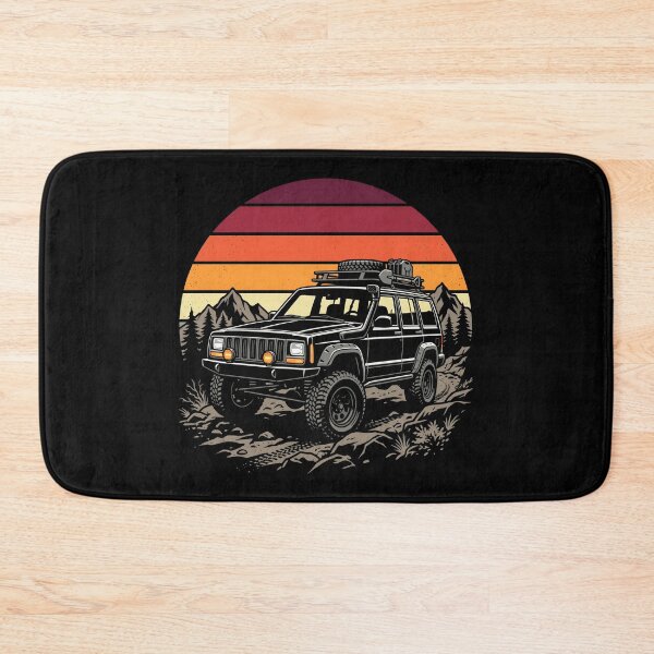 Item preview,  Cherokee XJ lifted Circle Retro Sunset Black - Off-Road Adventure designed and sold by Off-Road-Zone.
