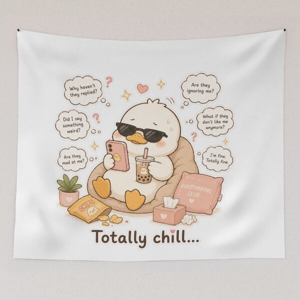 Item preview, Cute Duck Totally Chill Overthinking Mood designed and sold by Sadia  Jannat.