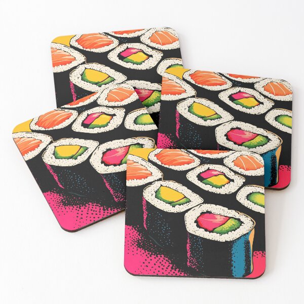 Item preview, Neon Sushi Rolls Pop Art, Bold Comic Style Colorful Japanese Art designed and sold by daila70.
