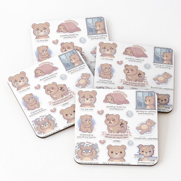 Item preview, I Am Emotionally Full, Try Again Later Sticker Pack designed and sold by Softbear Atelier.
