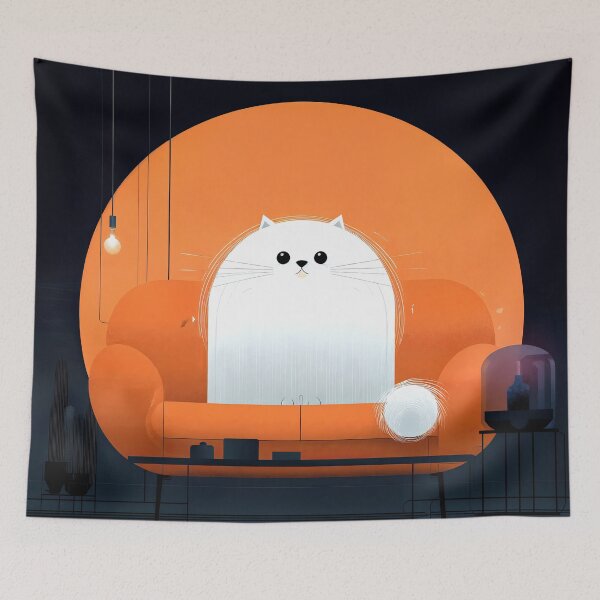 Item preview, Wall Art - Postcard - Whimsical Cat in Cozy Glow designed and sold by ForeverPrintsOK.