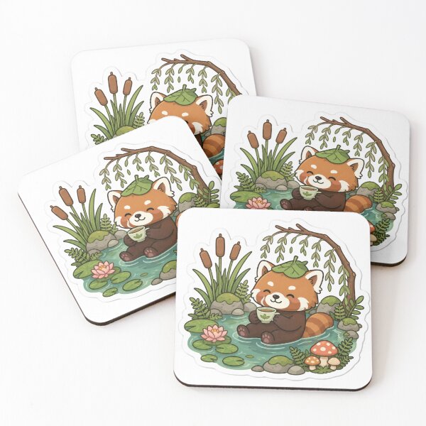 Item preview, Cute Red Panda Tea Pond Sticker designed and sold by Dark Fantasy Shop.