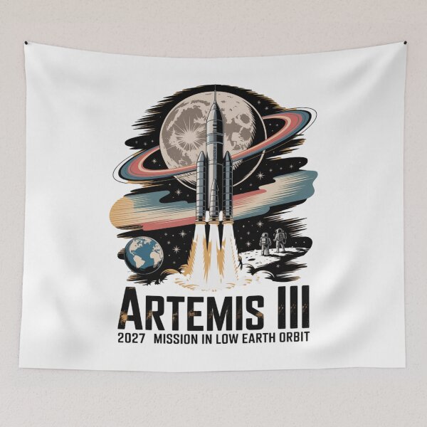 Item preview, Artemis 3 - low earth orbit - moon mission - crewed mission - spaceflight - astronaut - crewed lunar flyby - rocket - spacecraft - capsule - orbit - exploration - lunar - moon lover  designed and sold by JansenGS.