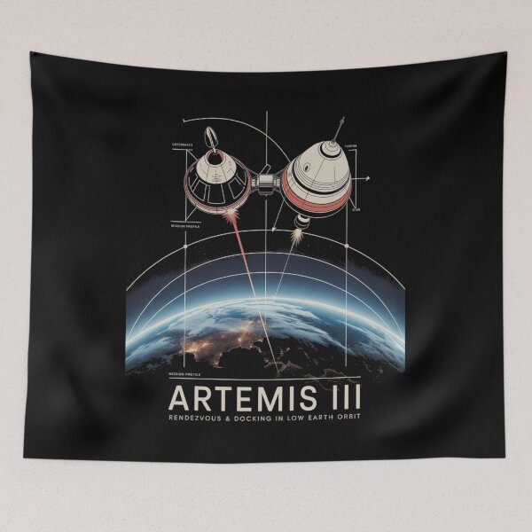 Item preview, Artemis 3 - low earth orbit - moon mission - crewed mission - spaceflight - astronaut - crewed lunar flyby - rocket - spacecraft - capsule - orbit - exploration - lunar - moon lover  designed and sold by JansenGS.
