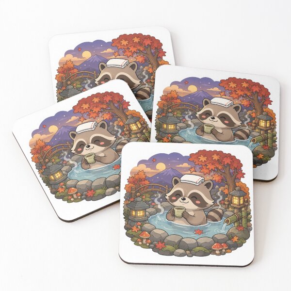 Item preview, Cozy Raccoon Hot Spring Sticker designed and sold by Dark Fantasy Shop.