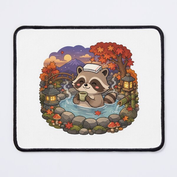 Item preview, Cozy Raccoon Hot Spring Sticker designed and sold by Dark Fantasy Shop.