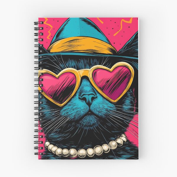 Item preview, Bold Kitschy Cat Pop Art, Heart Sunglasses Pink Turquoise Cat Print designed and sold by daila70.