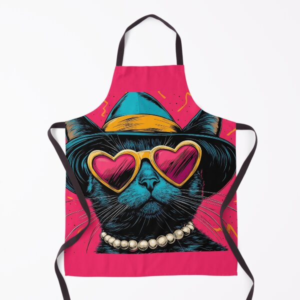 Item preview, Bold Kitschy Cat Pop Art, Heart Sunglasses Pink Turquoise Cat Print designed and sold by daila70.