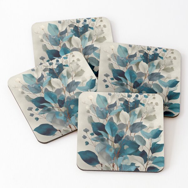 Item preview, Serene Teal and Cream Leaves | Modern Minimalist Art designed and sold by SlowRegardArt.