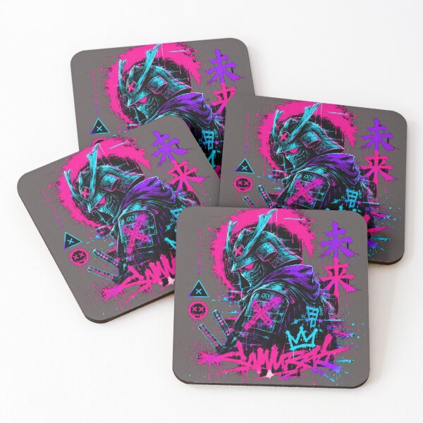Item preview, Cyber Samurai Graffiti T-Shirt | Neon Cyberpunk Streetwear designed and sold by Golden Era Studio.