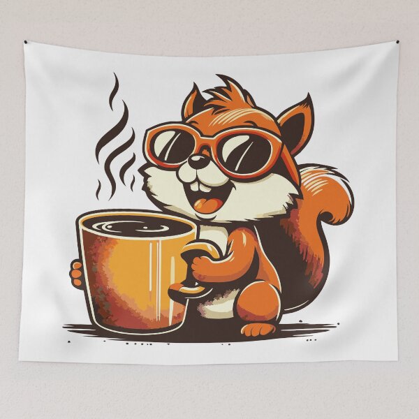 Item preview, Funny Squirrel Coffee Addict designed and sold by Retro@nimals.