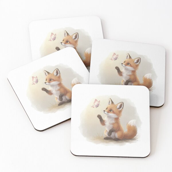 Item preview, Curious Little Fox – fox with butterfly designed and sold by Herzbaumatelier.