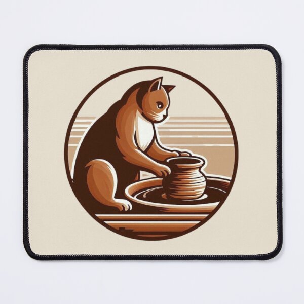 Item preview, Pottery Cat – Whimsical Ceramic Artist Design designed and sold by Dogandesighn.