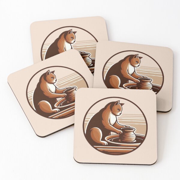 Item preview, Pottery Cat – Whimsical Ceramic Artist Design designed and sold by Dogandesighn.