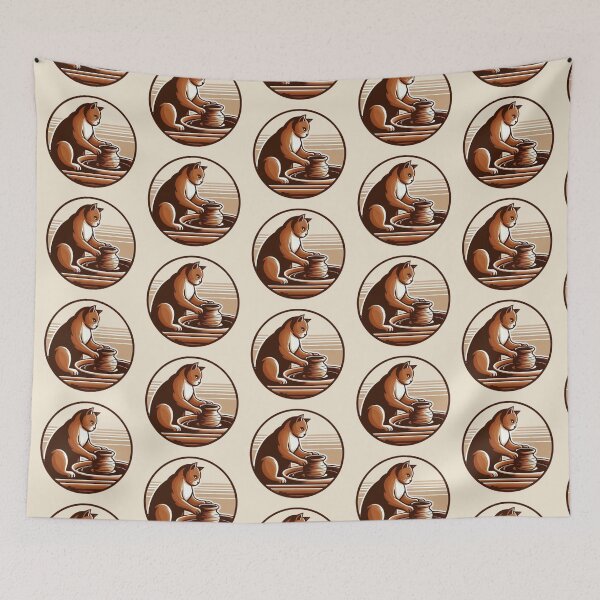 Item preview, Pottery Cat – Whimsical Ceramic Artist Design designed and sold by Dogandesighn.