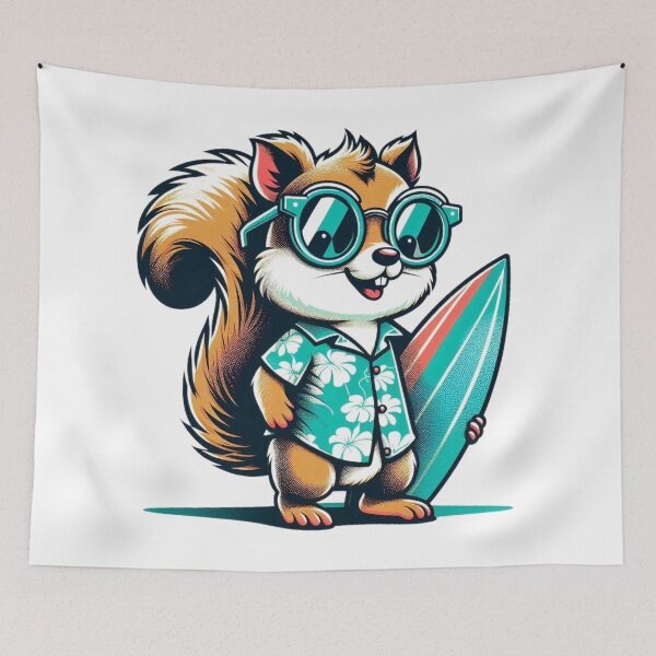 Item preview, Retro Squirrel Surfing designed and sold by Retro@nimals.