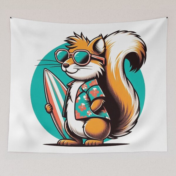 Item preview, Retro Squirrel Surfing designed and sold by Retro@nimals.