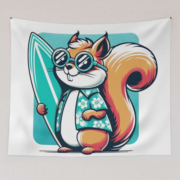 Item preview, Retro Squirrel Surfing designed and sold by Retro@nimals.