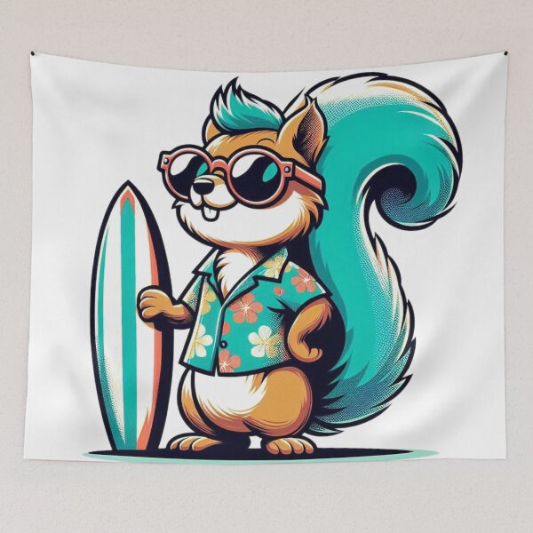 Item preview, Retro Squirrel Surfing designed and sold by Retro@nimals.