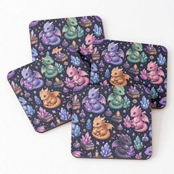 Item preview, Cute Crystal Dragons Fantasy Pattern Artwork designed and sold by ArtComixHaven.
