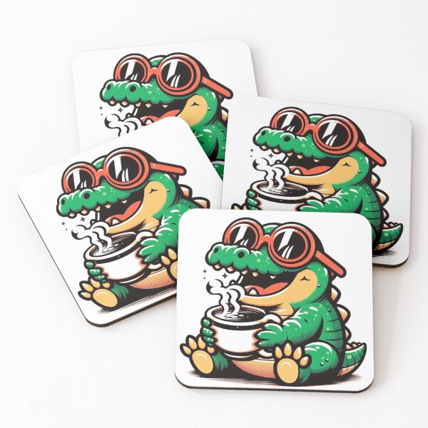 Item preview, Funny Crocodile Coffee Addict designed and sold by Retro@nimals.