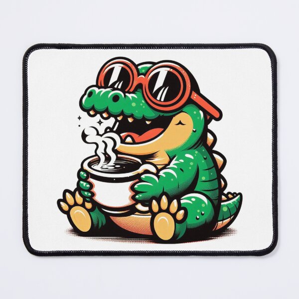 Item preview, Funny Crocodile Coffee Addict designed and sold by Retro@nimals.