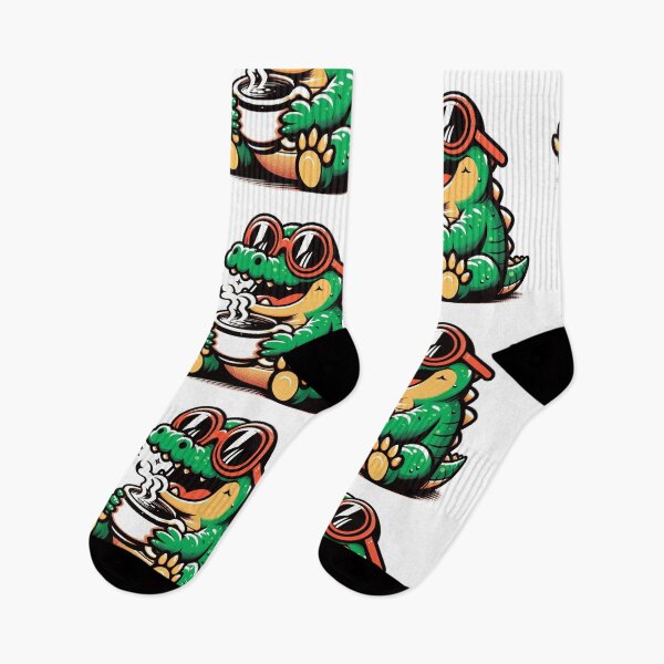Item preview, Funny Crocodile Coffee Addict designed and sold by Retro@nimals.