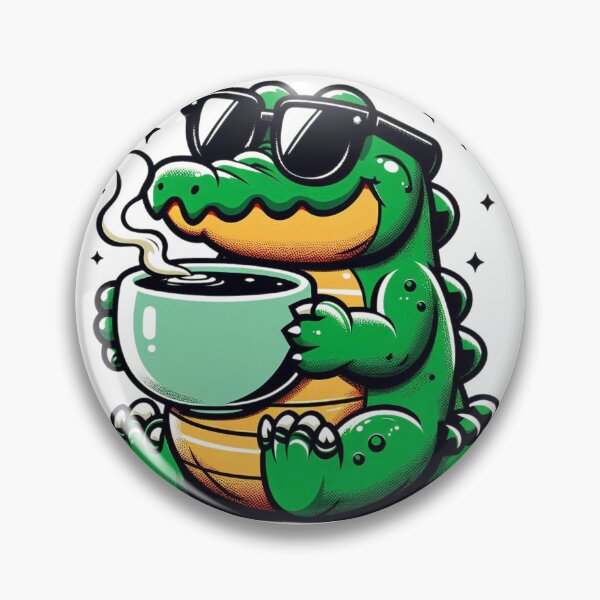 Item preview, Funny Crocodile Coffee Addict designed and sold by Retro@nimals.