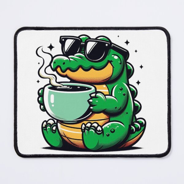 Item preview, Funny Crocodile Coffee Addict designed and sold by Retro@nimals.