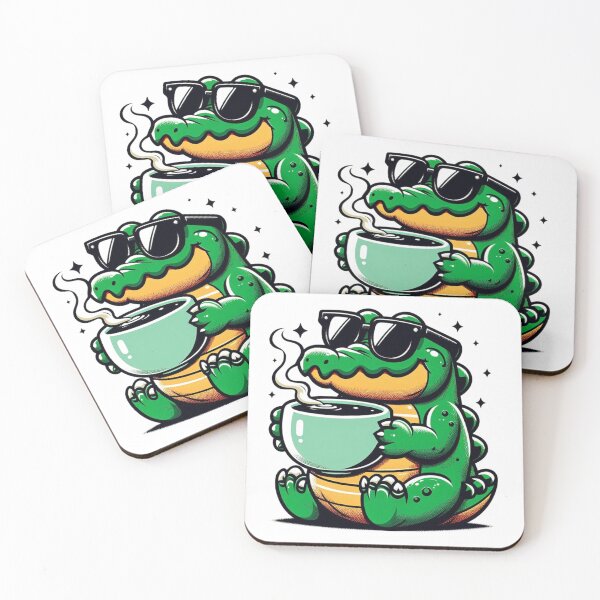 Item preview, Funny Crocodile Coffee Addict designed and sold by Retro@nimals.