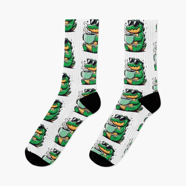 Item preview, Funny Crocodile Coffee Addict designed and sold by Retro@nimals.