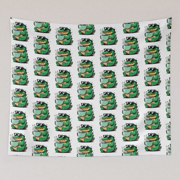 Item preview, Funny Crocodile Coffee Addict designed and sold by Retro@nimals.